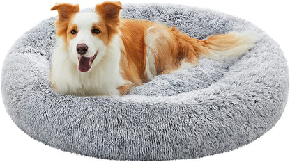 153 / 5,000 Feandrea Dog Bed, Dog Bed, Removable and Washable Center Cushion, Soft and Fluffy Plush Mat, 100 cm Diameter, Ombré Grey PGW042G01