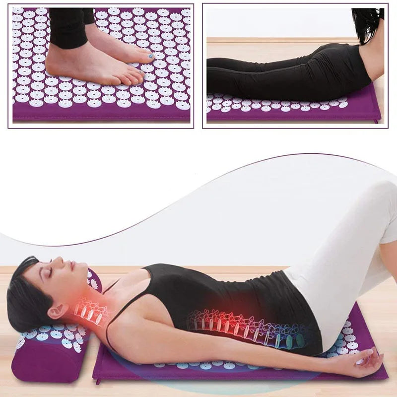 Massage Mat Acupressure Mat Yoga Lotus Spike Relieve Back Body Pain Spike Applicator Yoga Mat Bag Pranamat