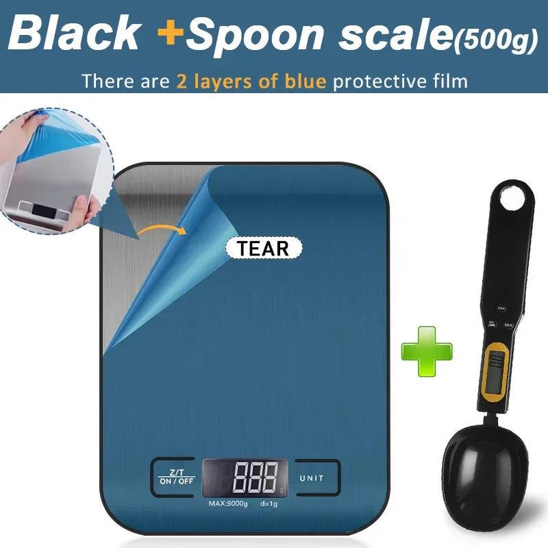 Kitchen Scale Digital 5 Kg 1G Electronic Weight Grams and Ounces Stainless Weighing Balance Measuring Food Coffee Baking Scale