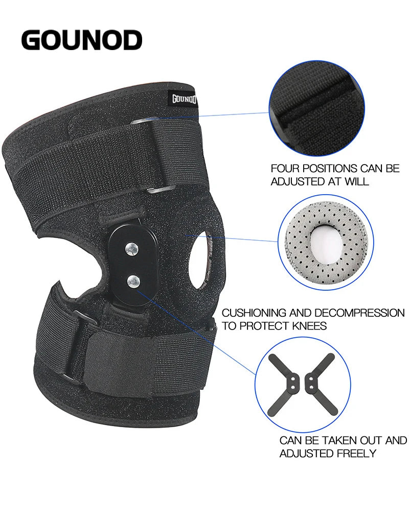 1PC Adjustable Hinged Knee Brace Knee Support Wrap for Meniscus Tear Patellar Tendon Support, Pain Relief Strains, Sprains Etc.