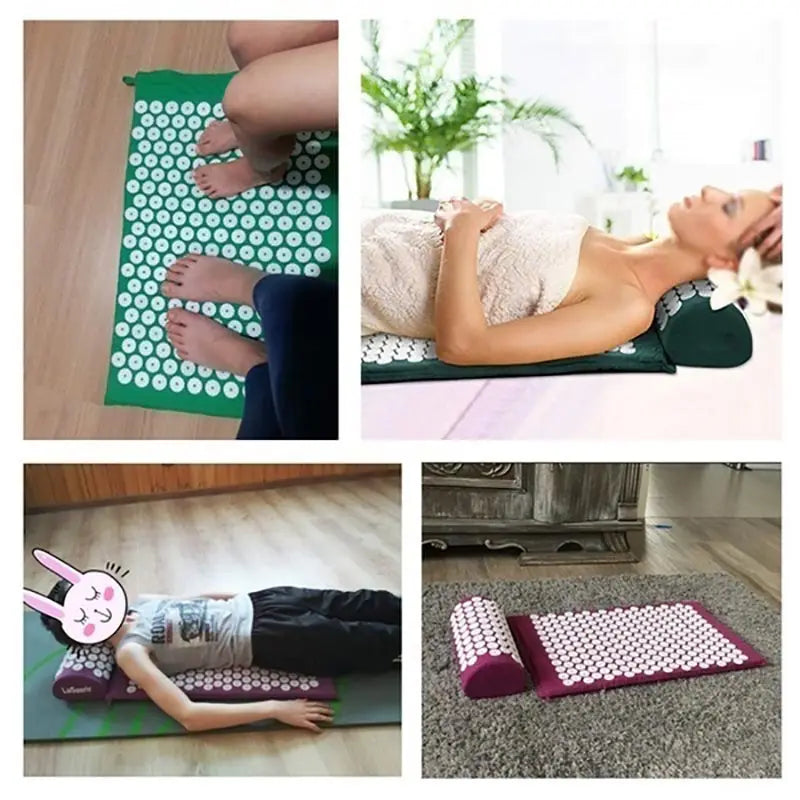 Massage Mat Acupressure Mat Yoga Lotus Spike Relieve Back Body Pain Spike Applicator Yoga Mat Bag Pranamat