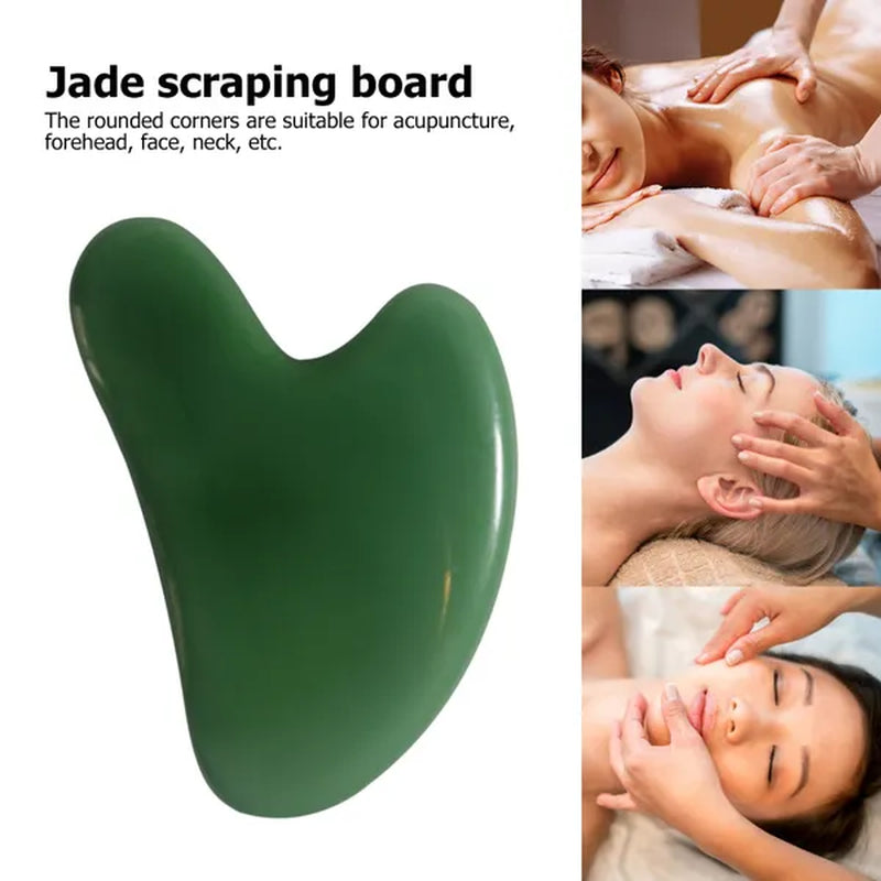 New Natural Jade Roller Gua Sha Board Gua Sha Stone Massage Tools Facial Back Massage Gua Sha Jade Facial and Neck Skin Lifting and Wrinkle Beauty Care Resin Jade Gua Sha Board