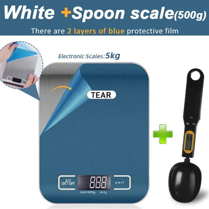 Kitchen Scale Digital 5 Kg 1G Electronic Weight Grams and Ounces Stainless Weighing Balance Measuring Food Coffee Baking Scale