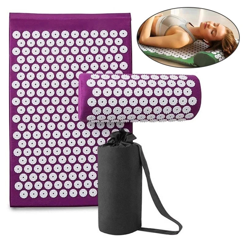 Massage Mat Acupressure Mat Yoga Lotus Spike Relieve Back Body Pain Spike Applicator Yoga Mat Bag Pranamat