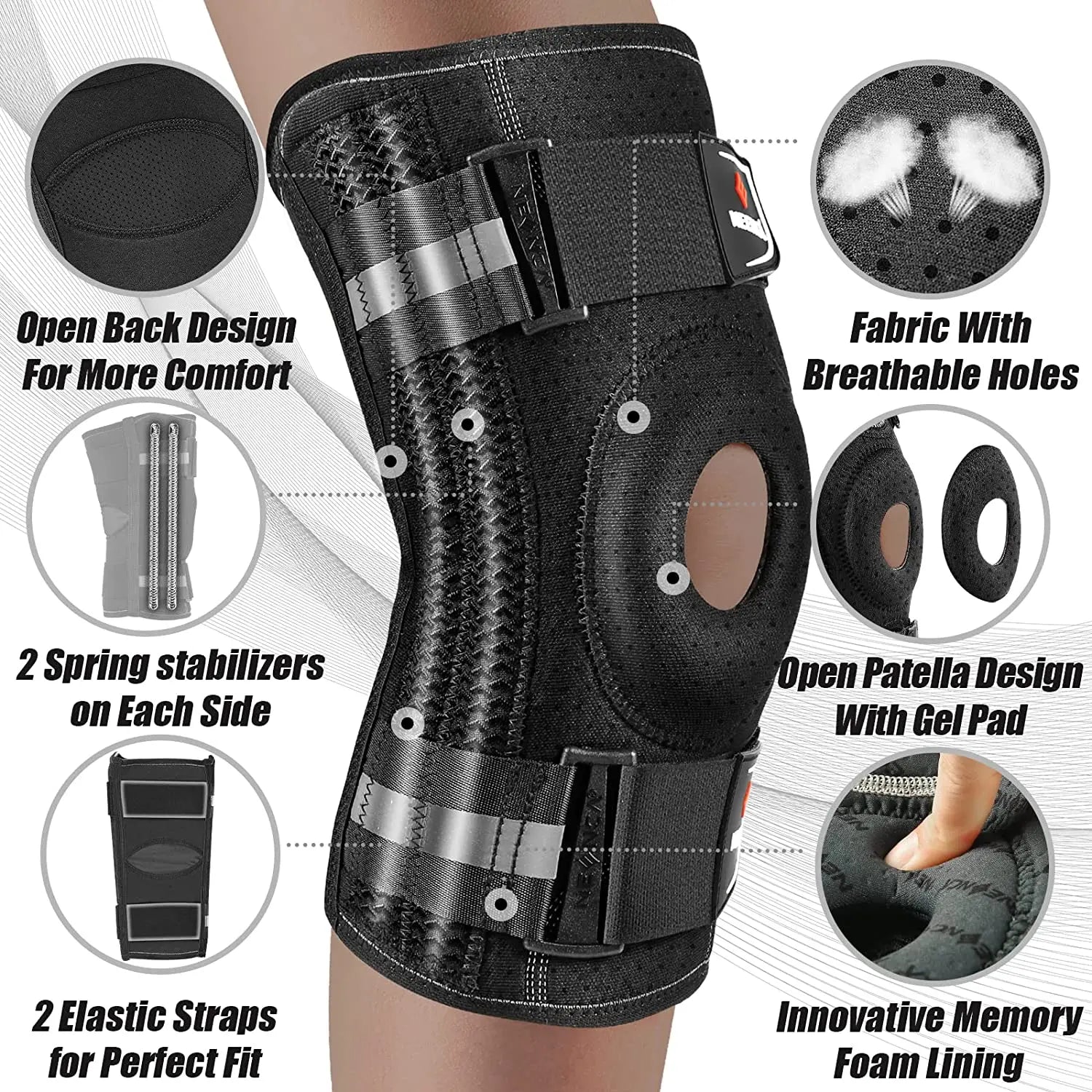 Knee Brace for Knee Pain Knee Support with Side Stabilizers Men&Women Arthritis Meniscus Tear ACL PCL Runner Sports