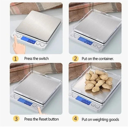 Digital Kitchen Scale Mini Pocket Precision Jewelry Electronic Balance Weight Gold Gram Scale with Back-Lit LCD Display Scale