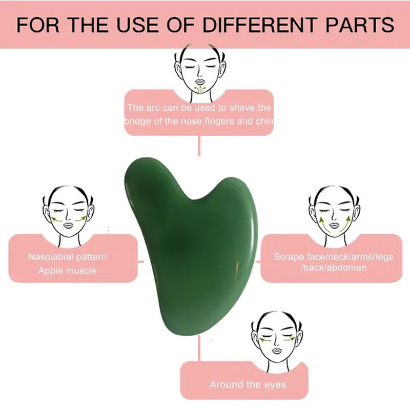 New Natural Jade Roller Gua Sha Board Gua Sha Stone Massage Tools Facial Back Massage Gua Sha Jade Facial and Neck Skin Lifting and Wrinkle Beauty Care Resin Jade Gua Sha Board