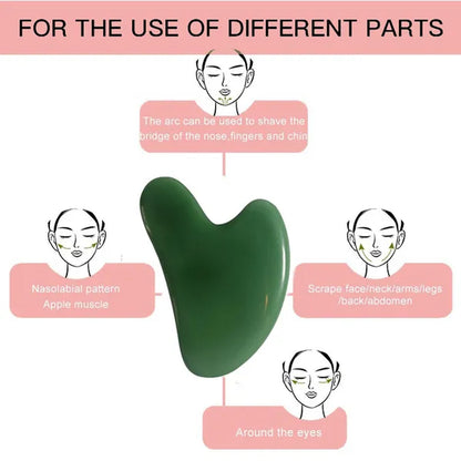 New Natural Jade Roller Gua Sha Board Gua Sha Stone Massage Tools Facial Back Massage Gua Sha Jade Facial and Neck Skin Lifting and Wrinkle Beauty Care Resin Jade Gua Sha Board