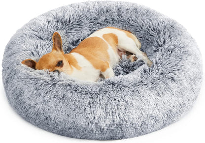 153 / 5,000 Feandrea Dog Bed, Dog Bed, Removable and Washable Center Cushion, Soft and Fluffy Plush Mat, 100 cm Diameter, Ombré Grey PGW042G01