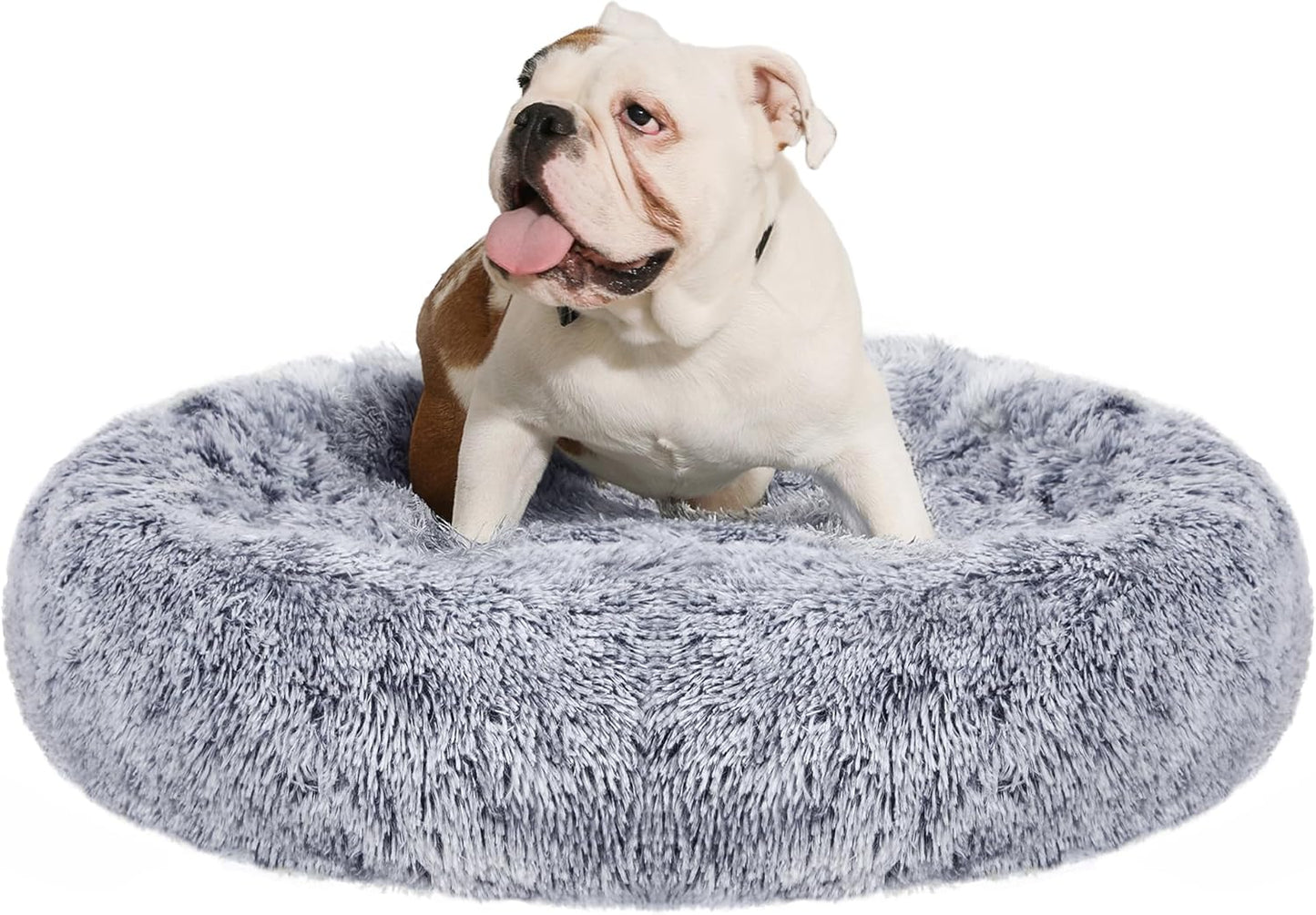 153 / 5,000 Feandrea Dog Bed, Dog Bed, Removable and Washable Center Cushion, Soft and Fluffy Plush Mat, 100 cm Diameter, Ombré Grey PGW042G01