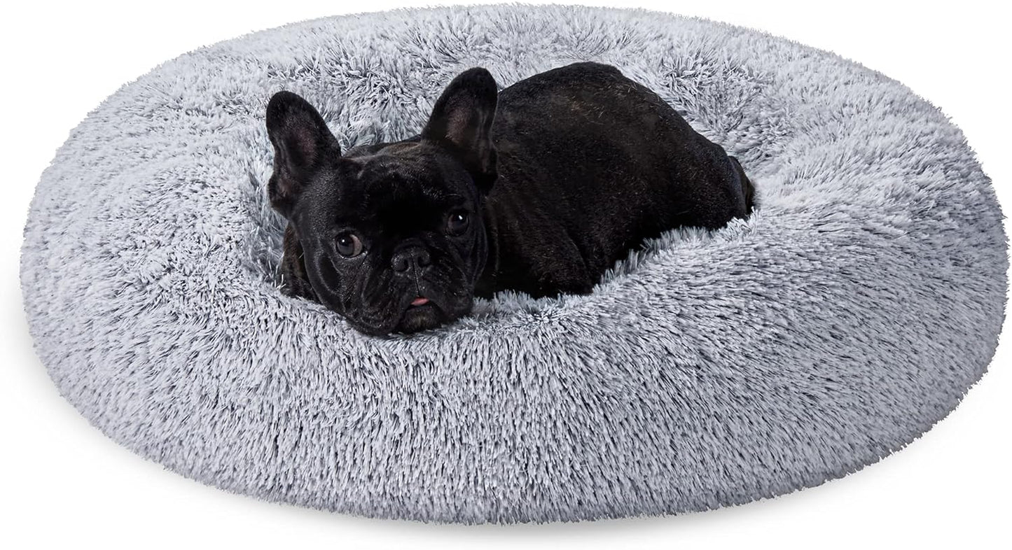 153 / 5,000 Feandrea Dog Bed, Dog Bed, Removable and Washable Center Cushion, Soft and Fluffy Plush Mat, 100 cm Diameter, Ombré Grey PGW042G01