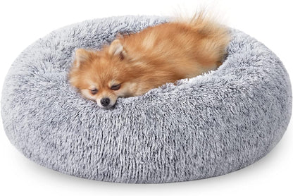 153 / 5,000 Feandrea Dog Bed, Dog Bed, Removable and Washable Center Cushion, Soft and Fluffy Plush Mat, 100 cm Diameter, Ombré Grey PGW042G01