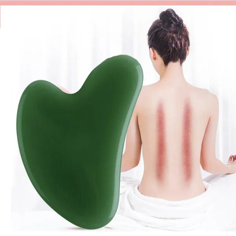 New Natural Jade Roller Gua Sha Board Gua Sha Stone Massage Tools Facial Back Massage Gua Sha Jade Facial and Neck Skin Lifting and Wrinkle Beauty Care Resin Jade Gua Sha Board