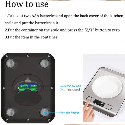 Kitchen Scale Digital 5 Kg 1G Electronic Weight Grams and Ounces Stainless Weighing Balance Measuring Food Coffee Baking Scale