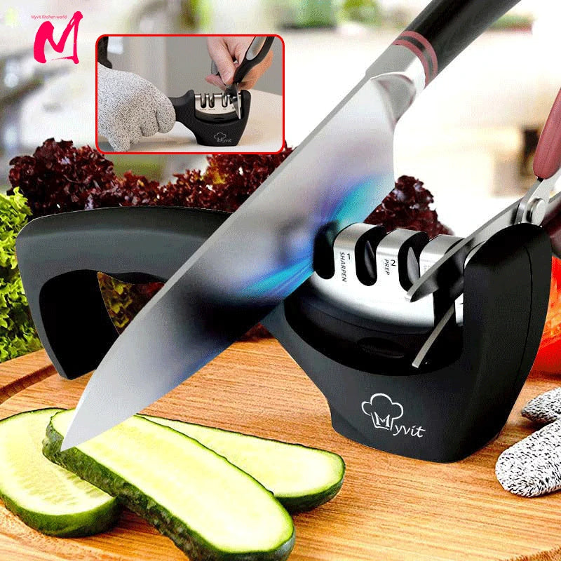 Knife Sharpener 4 Stages in 1 Professional Whetstone Kitchen Sharpening Stone Diamond Fine Scissors Grinder Chef Honing Tool