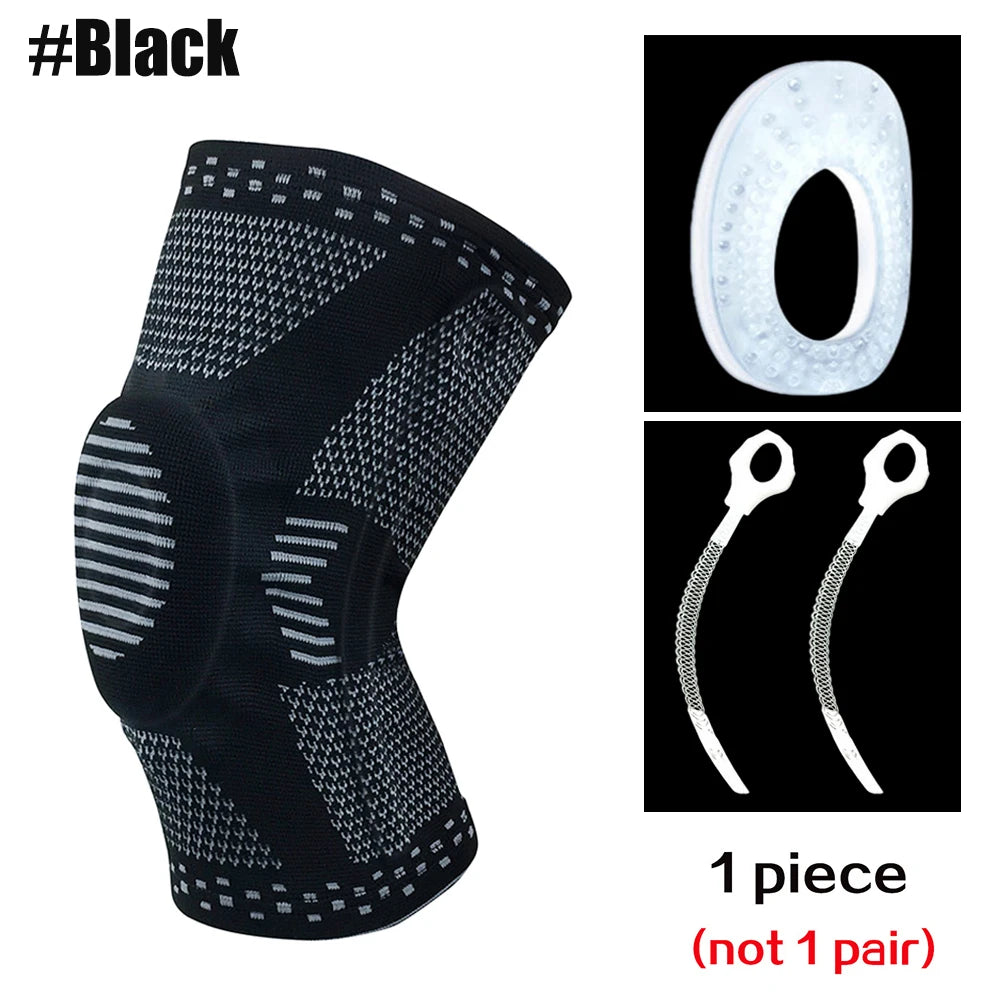 1 Piece Knee Brace Strap Patella Medial Support Strong Meniscus Silicone Compression Protection Sport Knee Pads Running Basket