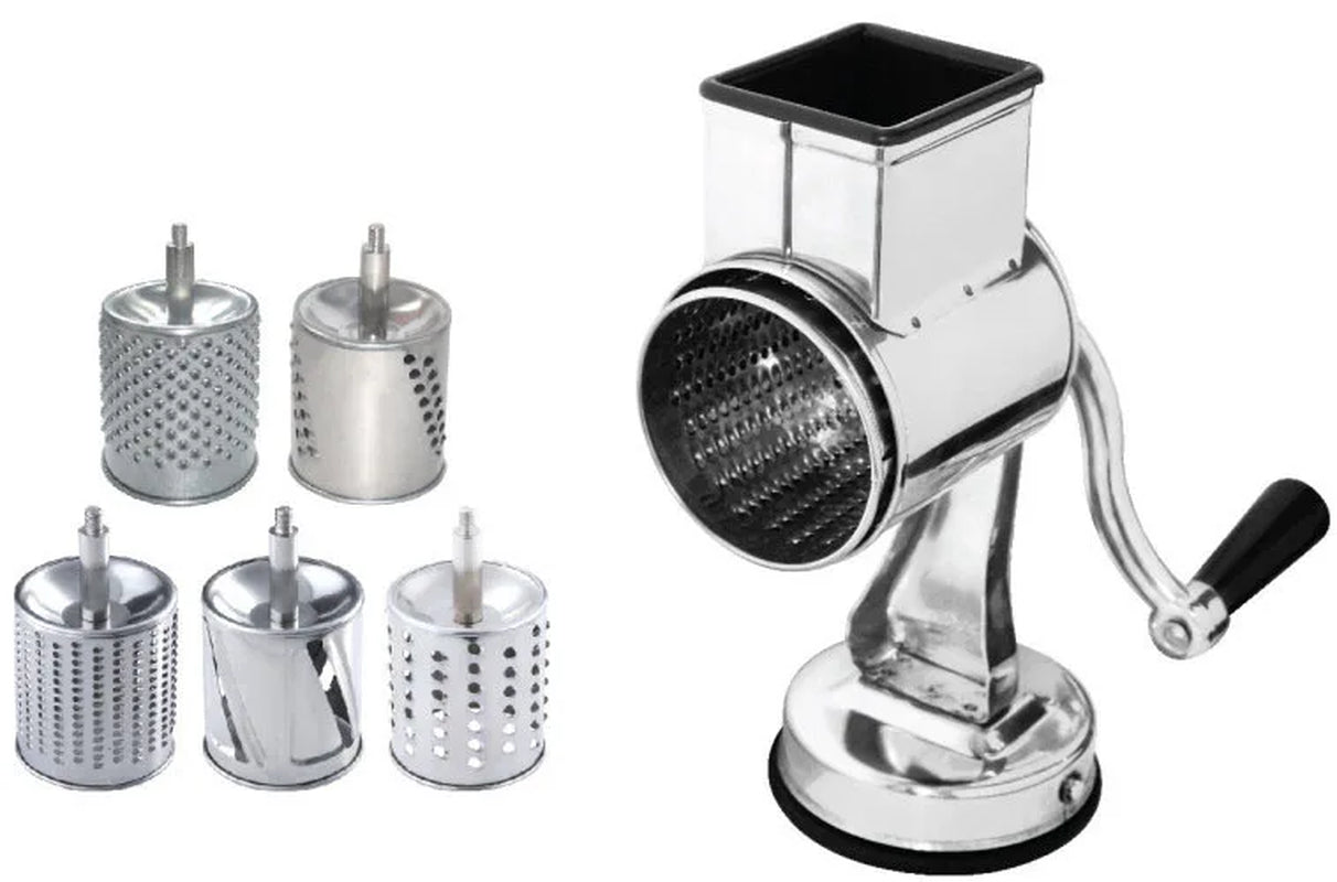 Stainless Steel Universal Mill Grater with Suction Cups and Five Drums Vegetable Cutter Slicer and Shredder