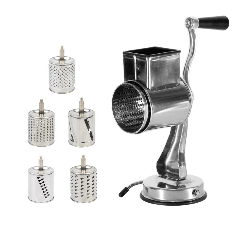 Stainless Steel Universal Mill Grater with Suction Cups and Five Drums Vegetable Cutter Slicer and Shredder