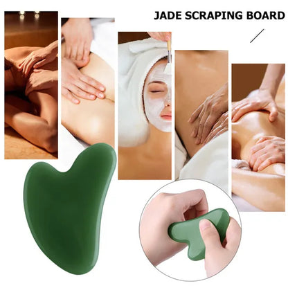 New Natural Jade Roller Gua Sha Board Gua Sha Stone Massage Tools Facial Back Massage Gua Sha Jade Facial and Neck Skin Lifting and Wrinkle Beauty Care Resin Jade Gua Sha Board