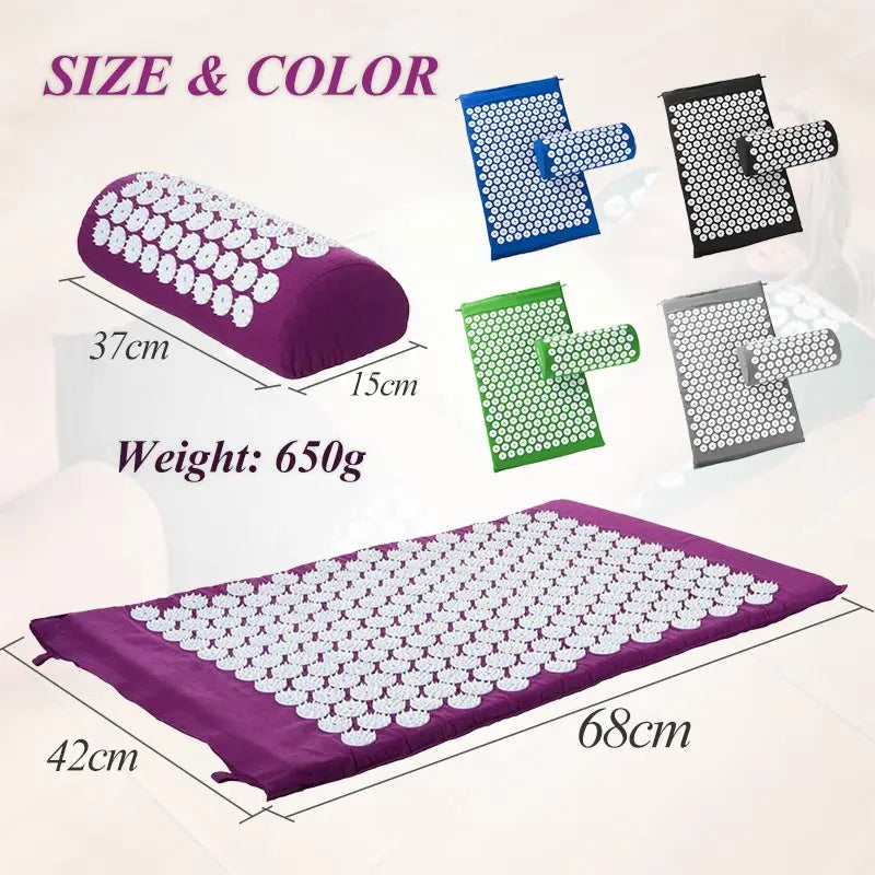 Massage Mat Acupressure Mat Yoga Lotus Spike Relieve Back Body Pain Spike Applicator Yoga Mat Bag Pranamat